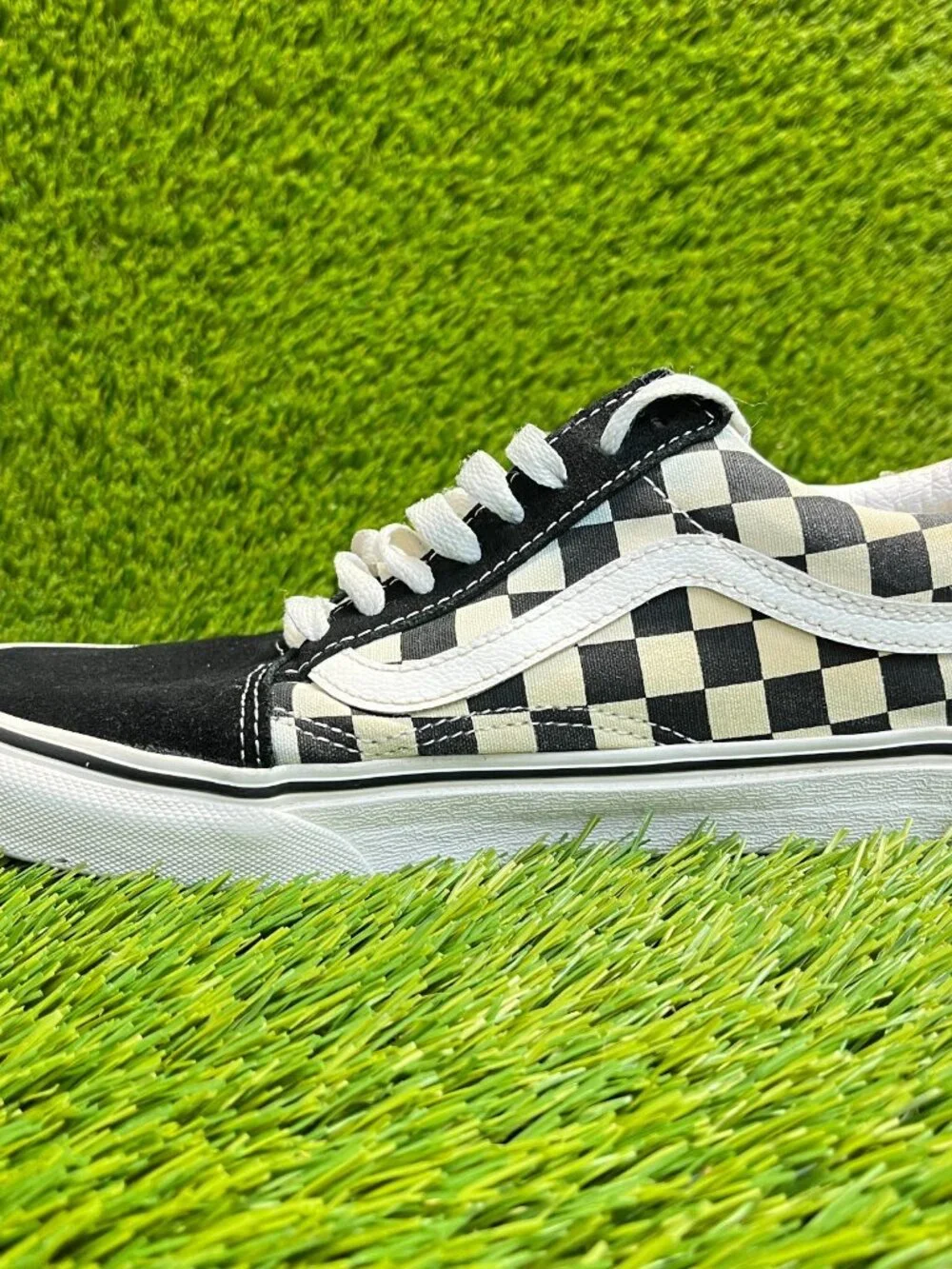 Vans Old Skool Checkerboard Mens Size 7.5 Black White Athletic Shoes‎ Sneakers